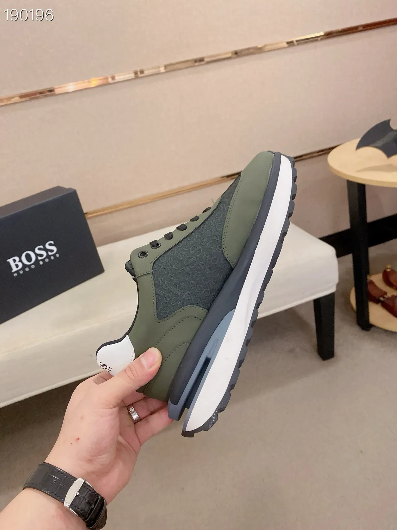 Hugo Boss Tênis Lifestyle Verde Militar Preto Oliva E Superior Monogramado Solado Multicamadas 7