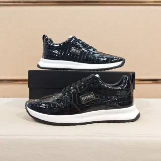 Hugo Boss 黑色鳄鱼压纹休闲运动鞋