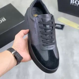 Hugo Boss Black Leather and Suede Platform Lifestyle Sneaker
