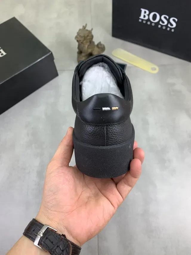 Hugo Boss Black Leather and Suede Platform Lifestyle Sneaker 3