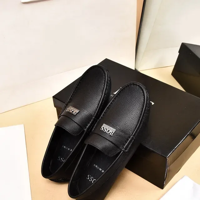 Hugo Boss Mocasin Penny de Cuero Negro Granulado 3