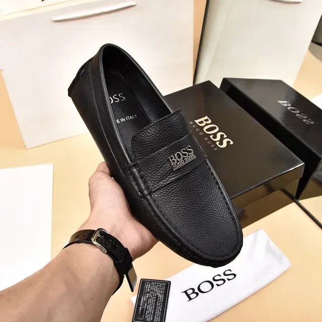 Hugo Boss Mocasin Penny de Cuero Negro Granulado 5