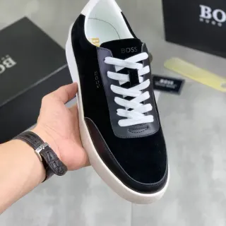 Hugo Boss 黑色麂皮和皮革生活方式运动鞋
