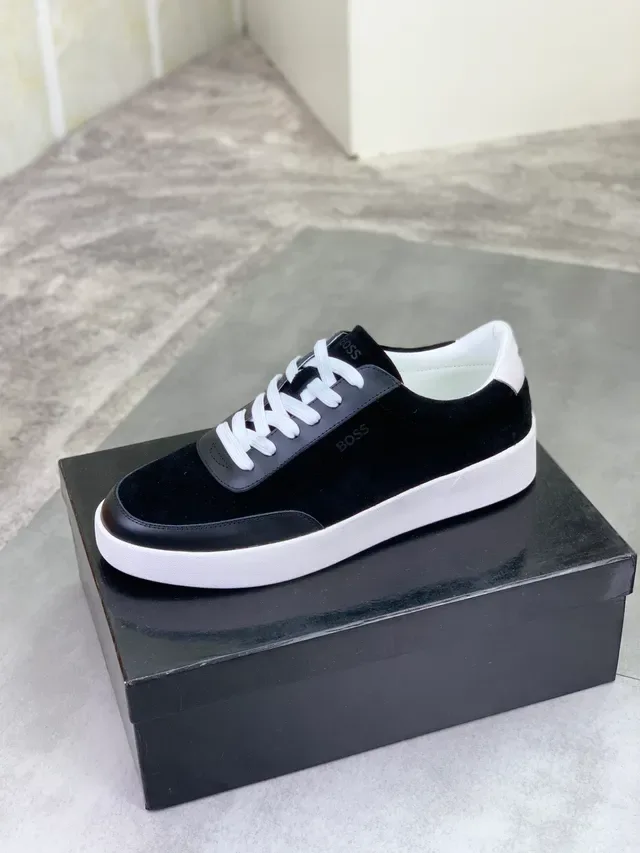 Hugo Boss 黑色麂皮和皮革生活方式运动鞋 4