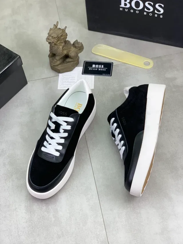 Hugo Boss 黑色麂皮和皮革生活方式运动鞋 5