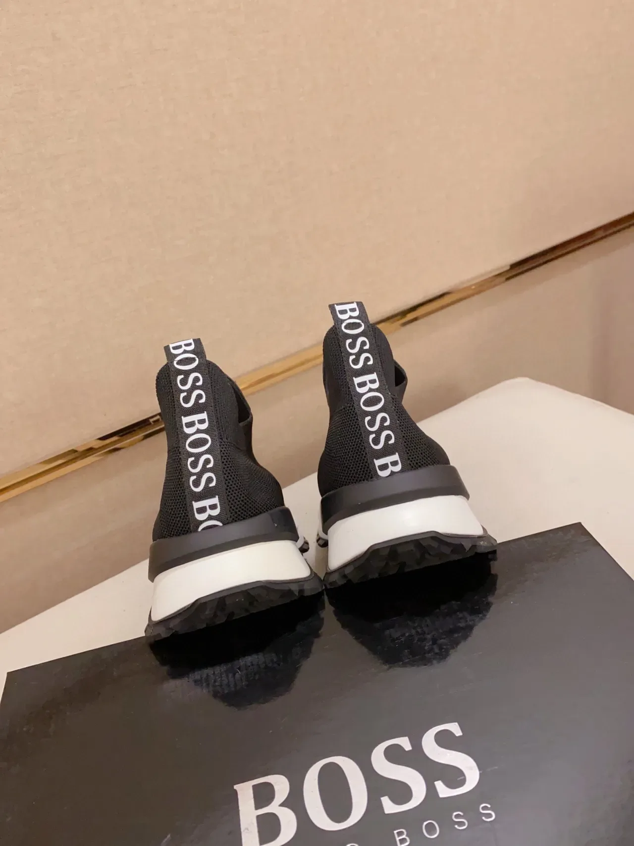 Hugo Boss Black White Knit Slip-On Chunky Sole Sneakers 3
