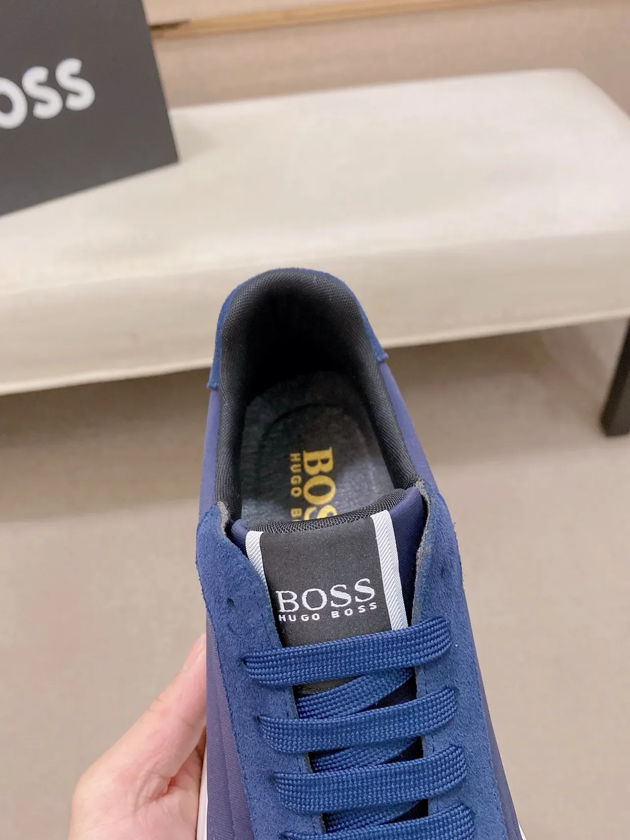 Hugo Boss Tênis Lifestyle Azul Marinho de Camurça e Sintético 3