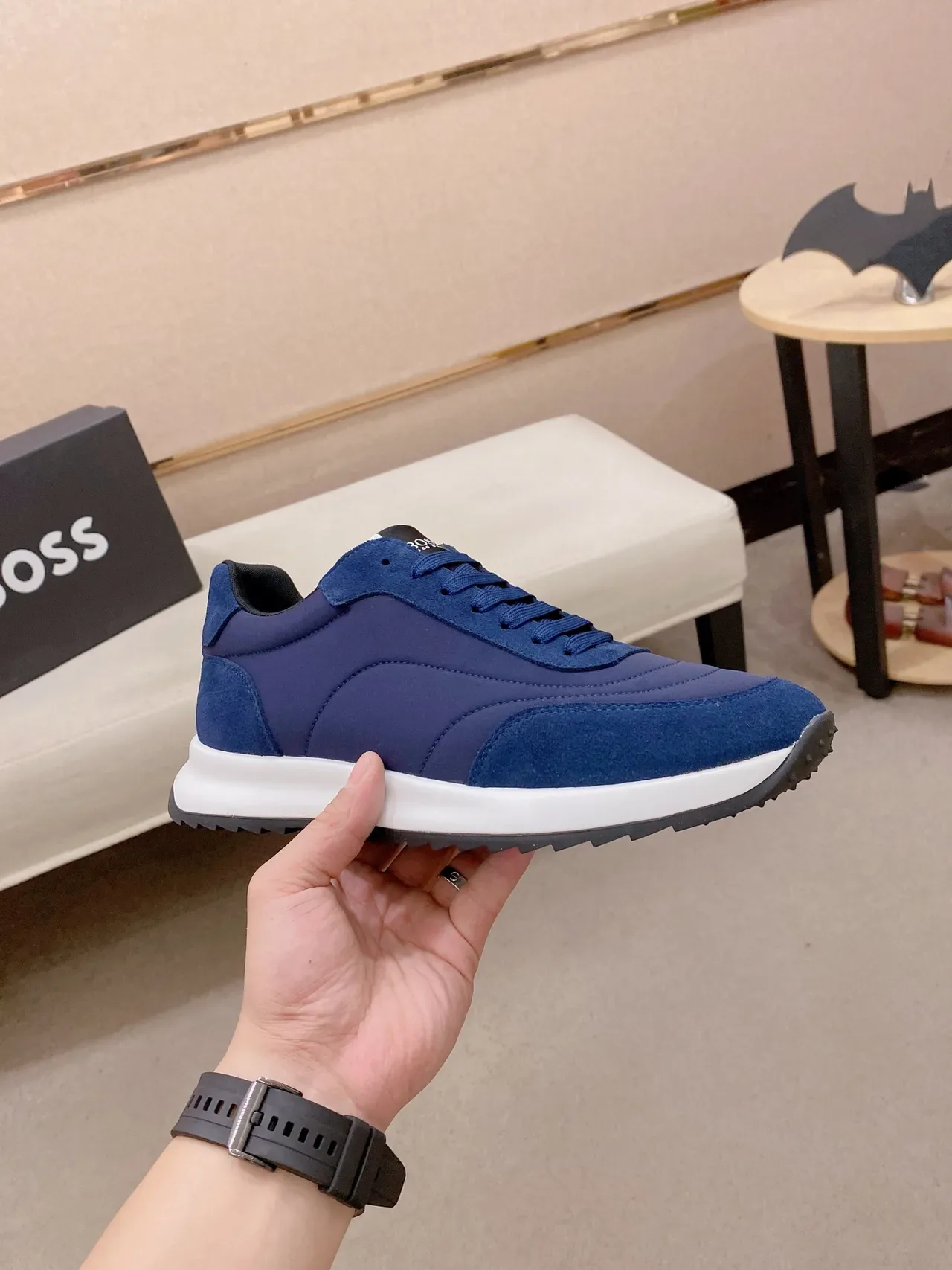 Hugo Boss Tênis Lifestyle Azul Marinho de Camurça e Sintético 4
