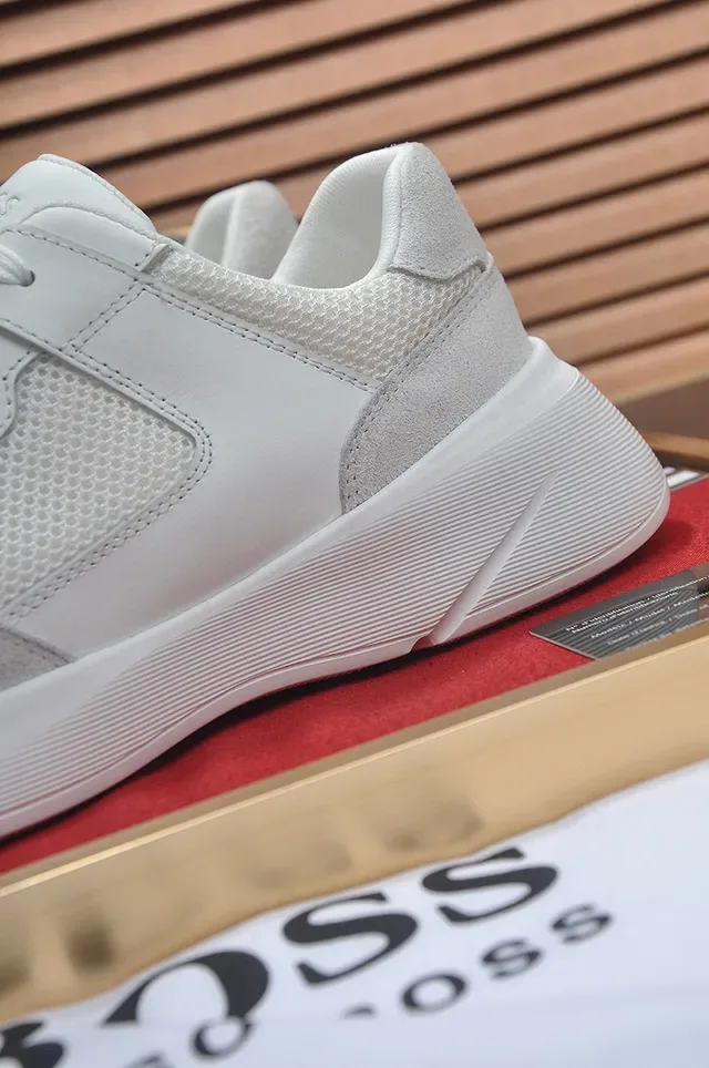 Hugo Boss Blanco y Gris Parte Superior de Material Mixto Esculpido con Suela con Crestas Zapatillas de Estilo de Vida 2