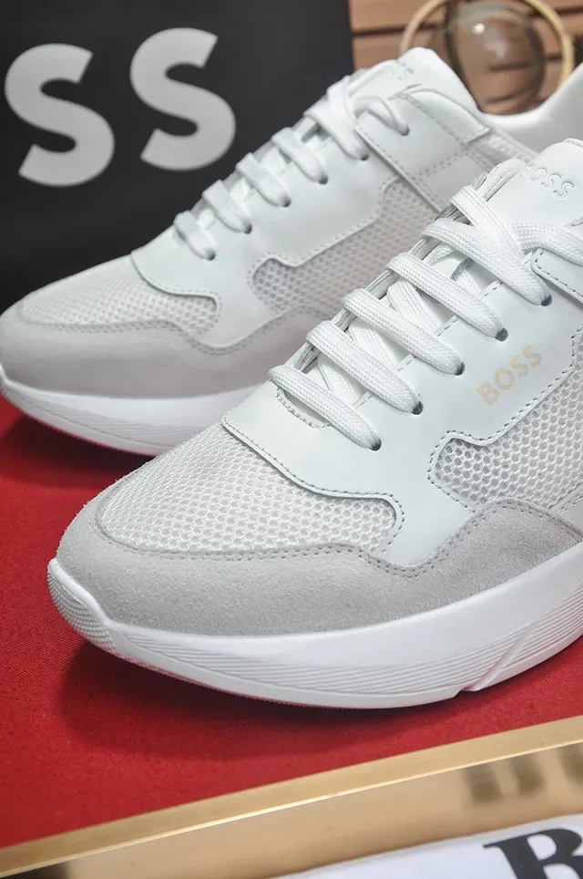 Hugo Boss Blanco y Gris Parte Superior de Material Mixto Esculpido con Suela con Crestas Zapatillas de Estilo de Vida 3