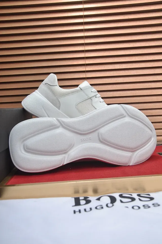Hugo Boss Blanco y Gris Parte Superior de Material Mixto Esculpido con Suela con Crestas Zapatillas de Estilo de Vida 4