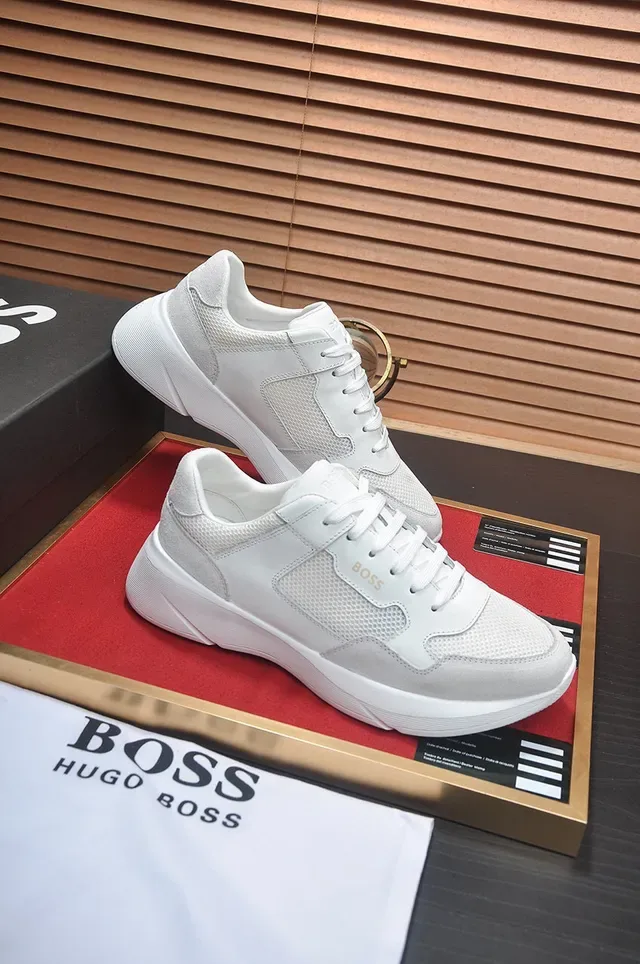 Hugo Boss Blanco y Gris Parte Superior de Material Mixto Esculpido con Suela con Crestas Zapatillas de Estilo de Vida 5