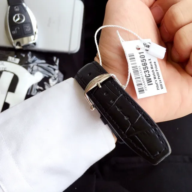 IWC Portugieser آلي وجه أبيض جلد أسود ساعة ميكانيكية 2