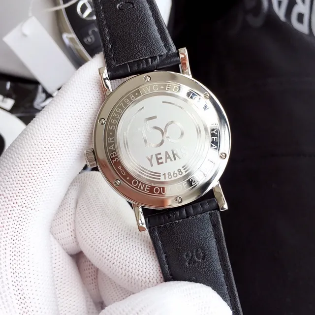 IWC Portugieser آلي وجه أبيض جلد أسود ساعة ميكانيكية 3