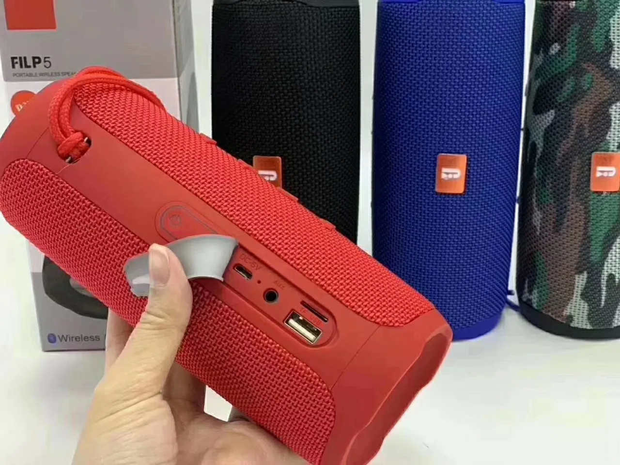 JBL Charge أسود أحمر أسطواني شبكة القماش مكبر صوت محمول 5
