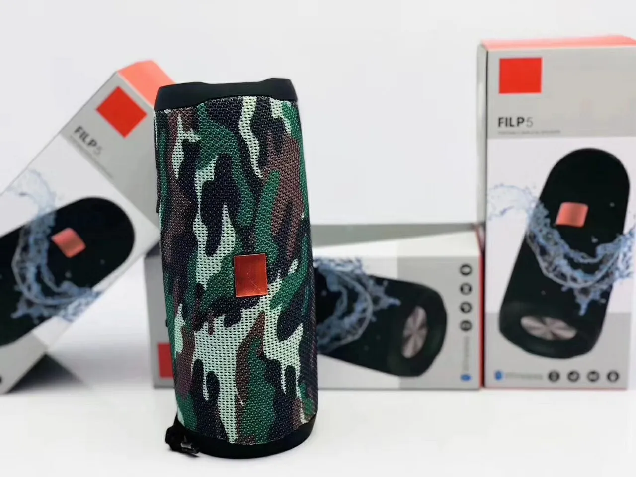 JBL Charge أسود أحمر أسطواني شبكة القماش مكبر صوت محمول 13