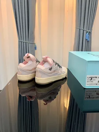 Lanvin حذاء رياضي أسلوب حياة وردي وحزام Chevron 5