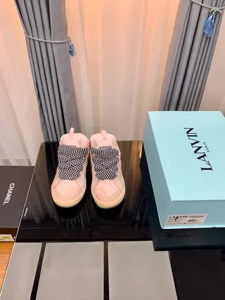 Lanvin حذاء رياضي أسلوب حياة وردي وحزام Chevron 6