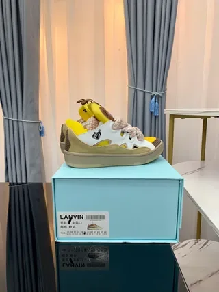 Lanvin Amarelo Branco Híbrido Fecho de cadarço e tira Camadas Sintéticas Superposições Estilo de vida Tênis 2