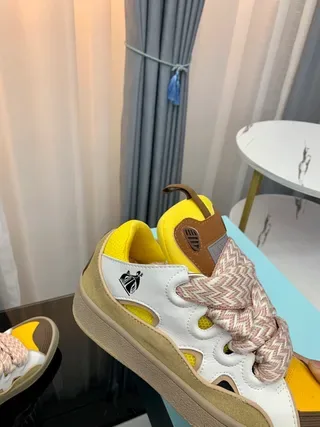 Lanvin Amarelo Branco Híbrido Fecho de cadarço e tira Camadas Sintéticas Superposições Estilo de vida Tênis 4