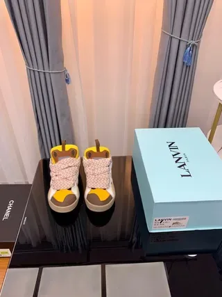 Lanvin Amarelo Branco Híbrido Fecho de cadarço e tira Camadas Sintéticas Superposições Estilo de vida Tênis 8