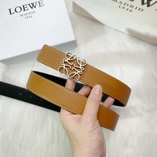 Loeve Anagram حزام بني أسود مقوّس قابل للانعكاس جلد