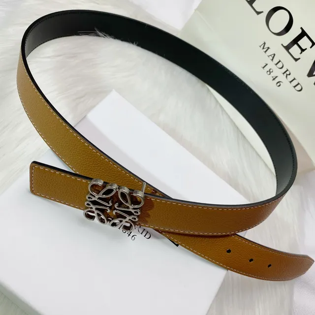 Loeve Anagram Cinto Marrom Preto Granulado Reversible Couro 2