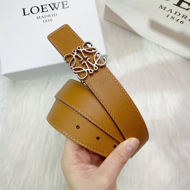 Loeve Anagram Cinto Marrom Preto Granulado Reversible Couro 4