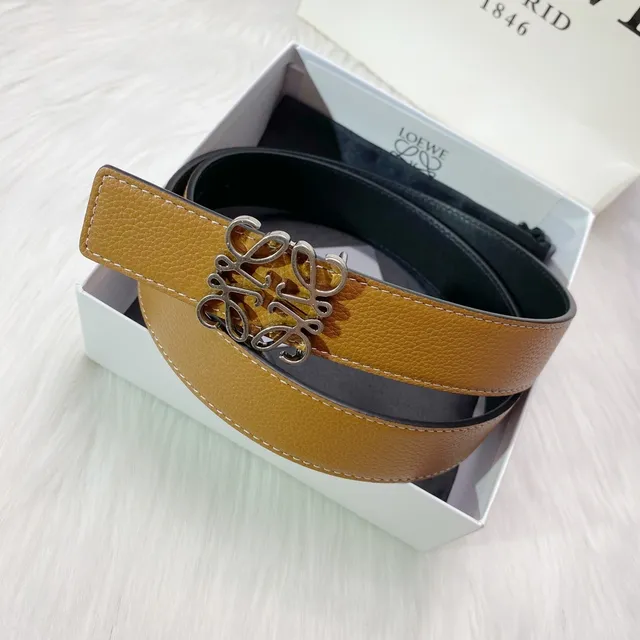Loeve Anagram Cinto Marrom Preto Granulado Reversible Couro 5
