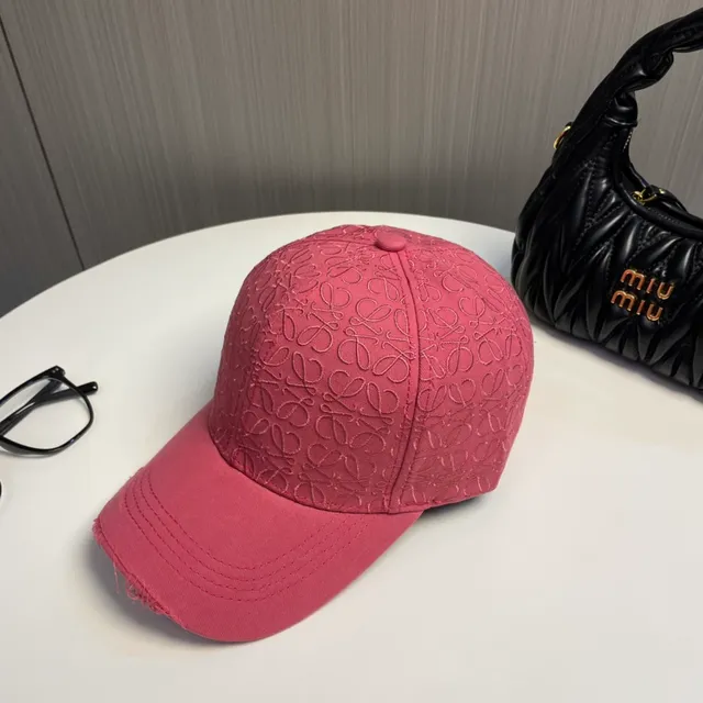 Loewe Anagram Gorra de béisbol rosa bordada 5