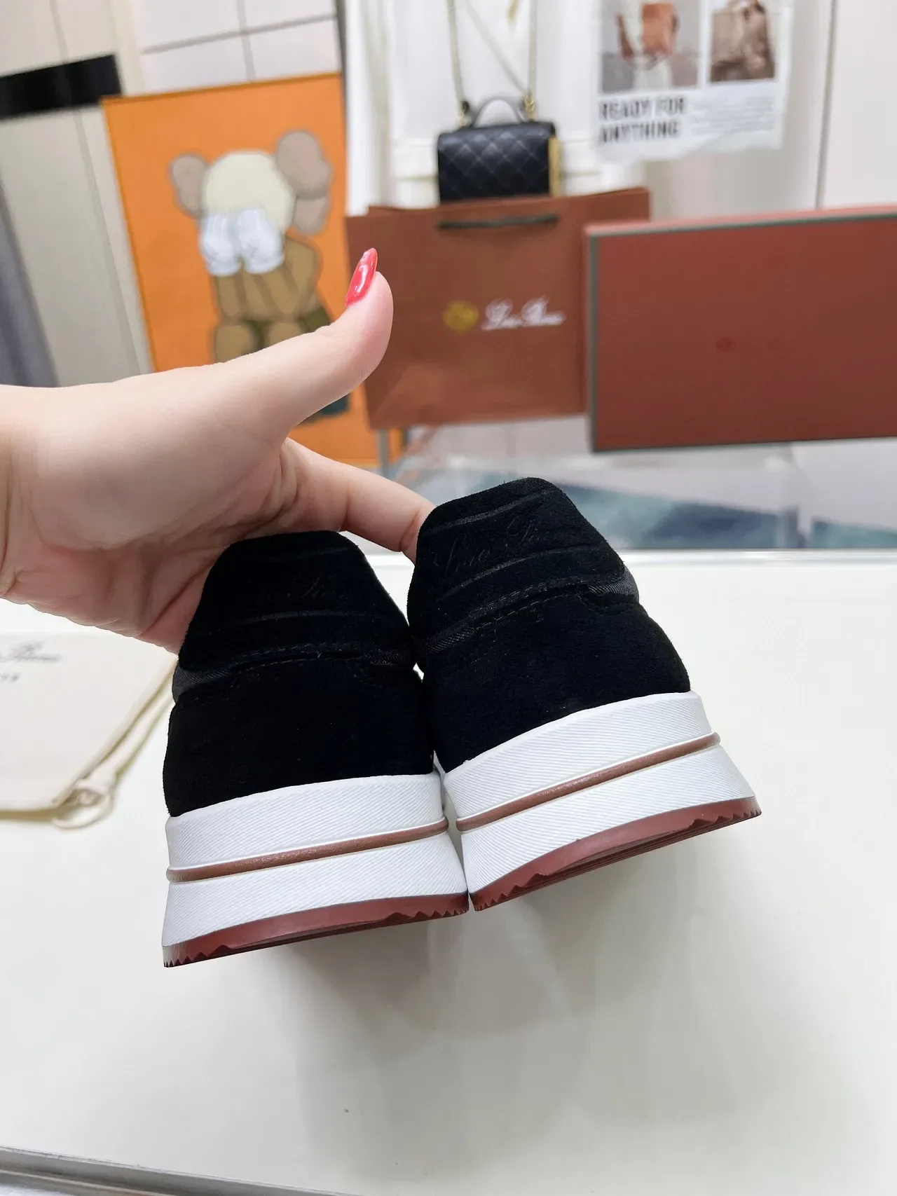 Loewe Gray Black Two-Tone Textile-Suede Upper Contrast White Midsole Lifestyle Sneakers 8