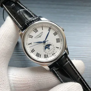 Longines Master Collection White Black Classic Dress Moon Phase Complication Mechanical Watch