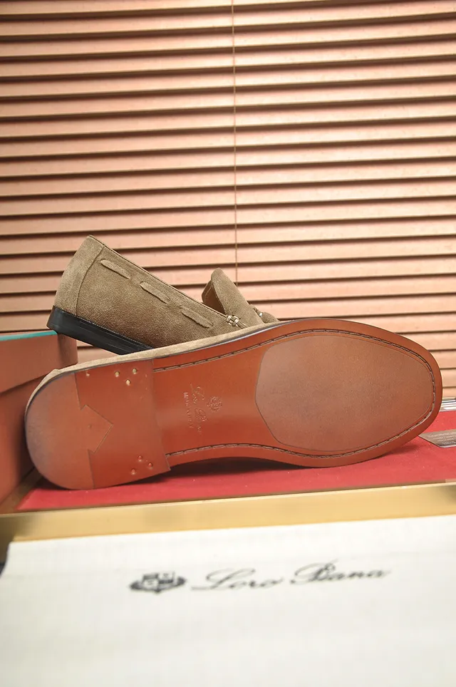 Loro Piana Bege Preto Borla Camurça Superior Loafer 3