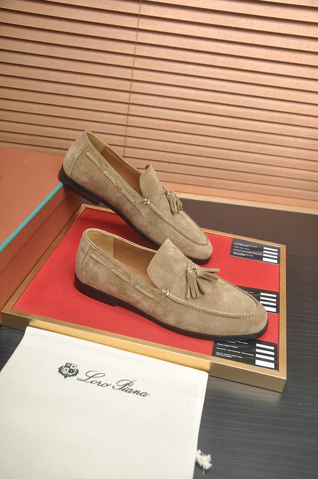 Loro Piana Bege Preto Borla Camurça Superior Loafer 4