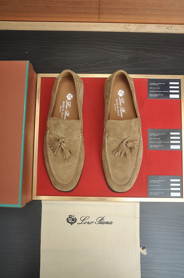 Loro Piana Bege Preto Borla Camurça Superior Loafer 5