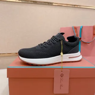 Loro Piana 黑色粉色针织鞋面分层中底运动鞋