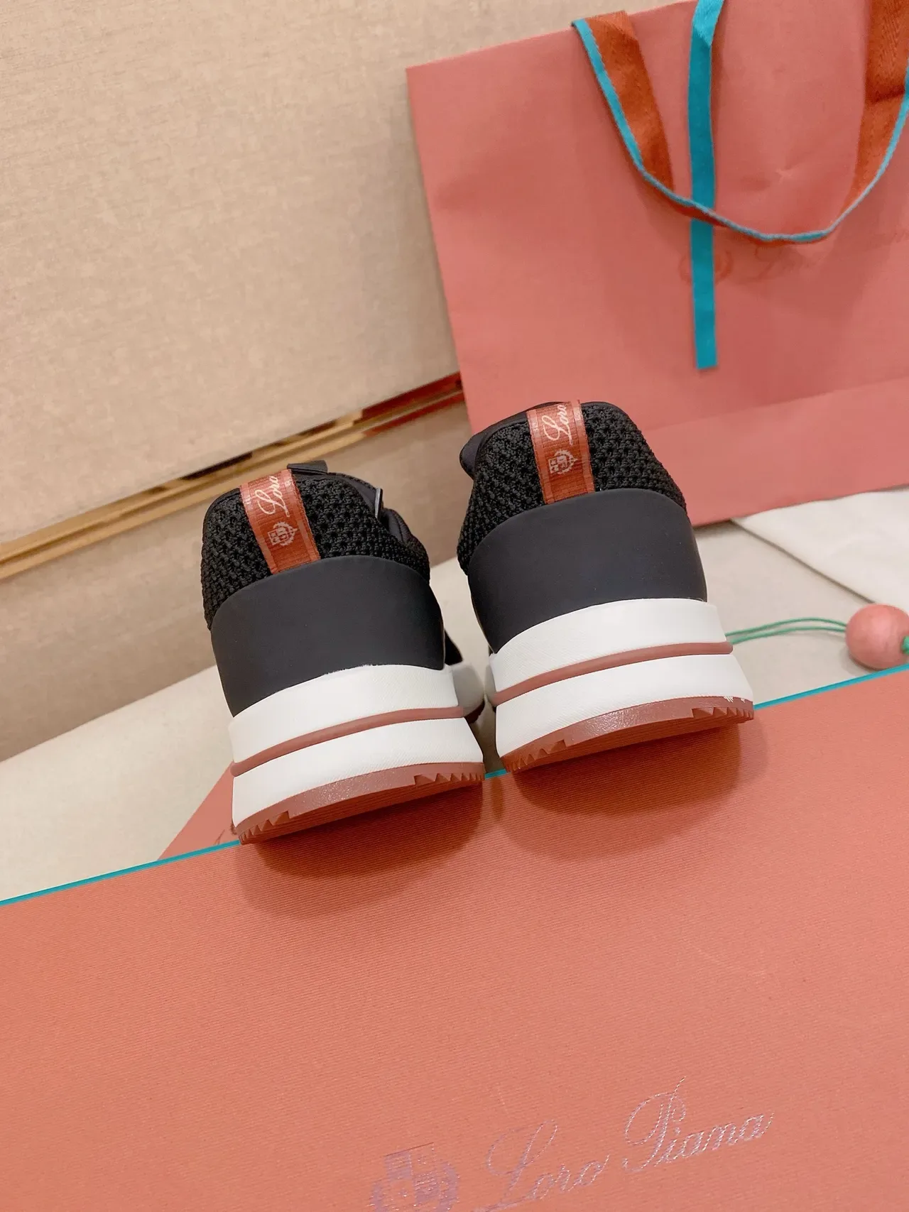 Loro Piana Black Pink Knit Upper Layered Midsole Sneakers 3