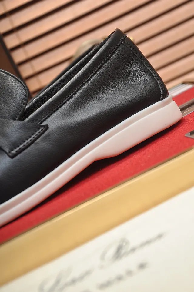 Loro Piana Black White Leather Tassel Strap Loafer 2