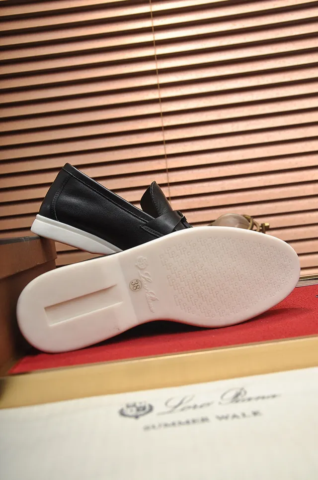 Loro Piana Black White Leather Tassel Strap Loafer 4