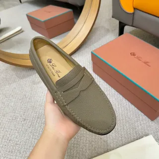 Loro Piana LP Dote Walk mocassins de couro pebble color oliva