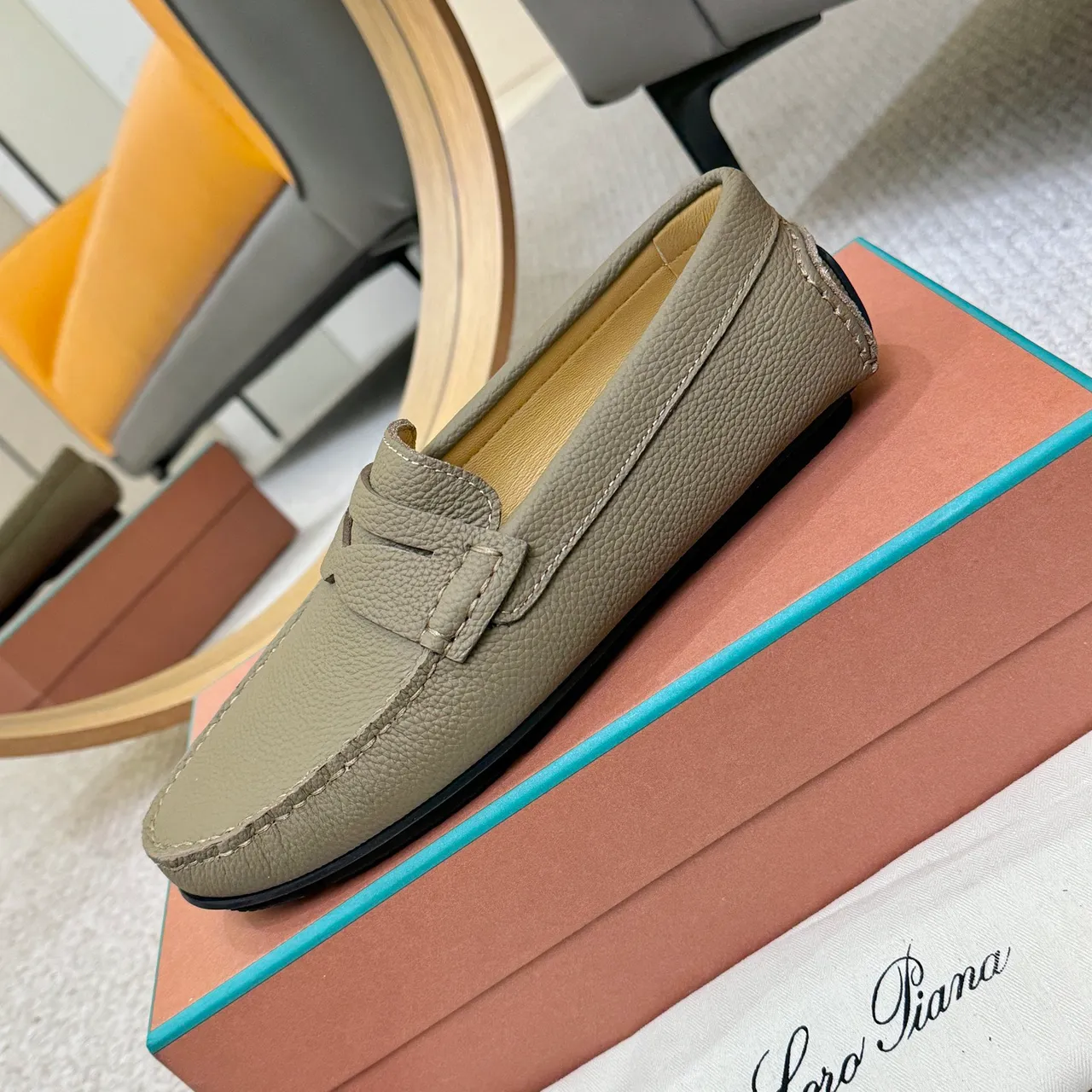 Loro Piana LP Dote Walk 橄榄绿粒面皮革乐福鞋 6