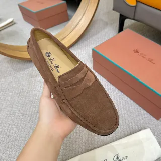 Loro Piana LP Dots Walk Mocassins marrom de camurça