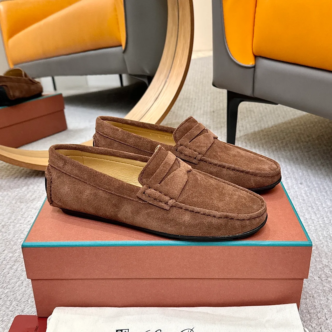 Loro Piana LP Dots Walk Loafers marrones de ante 4