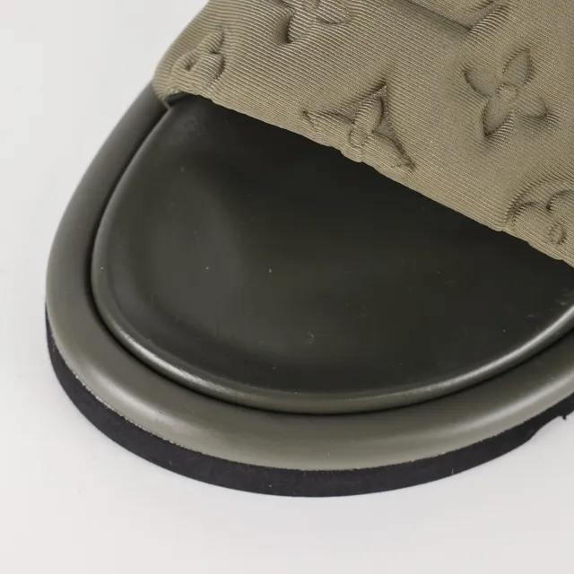 Louis Vuitton 军绿黑印花绗缝带层叠橡胶鞋底拖鞋 5