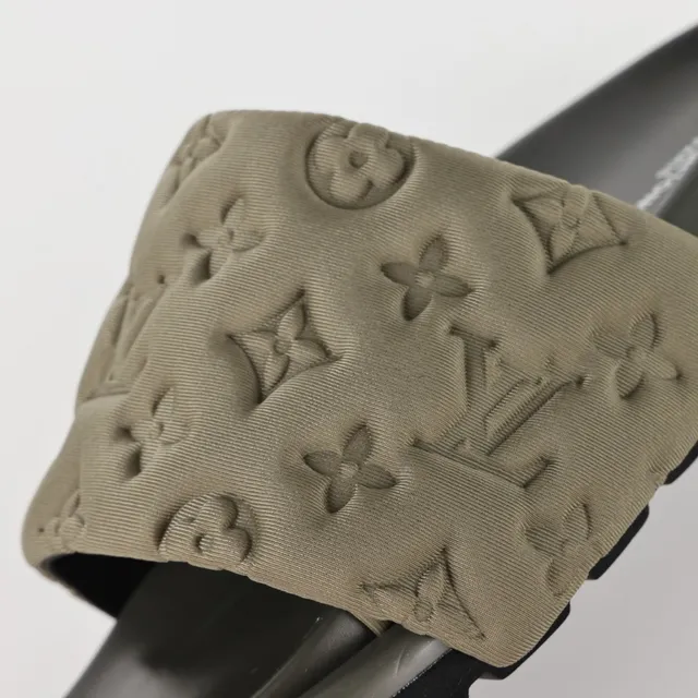 Louis Vuitton 军绿黑印花绗缝带层叠橡胶鞋底拖鞋 6