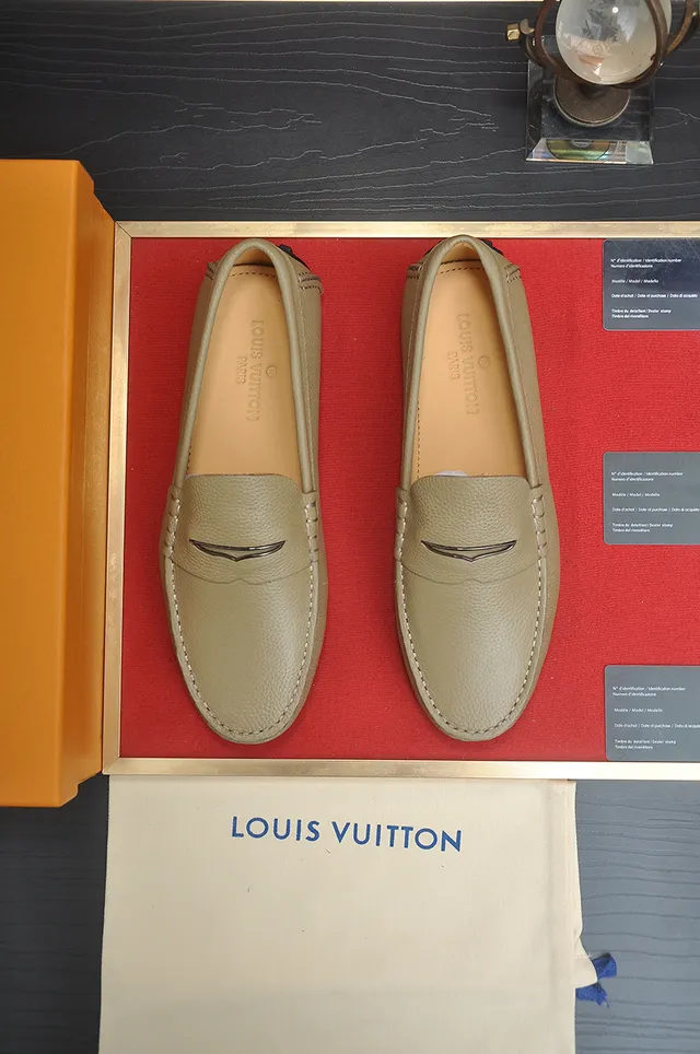 Louis Vuitton Beige Brown Pebbled Leather Penny Strap Loafer 5