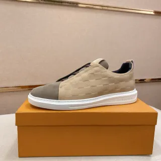 Louis Vuitton Zapatillas Beige Brown Slip-On Checkerboard Textil Lifestyle