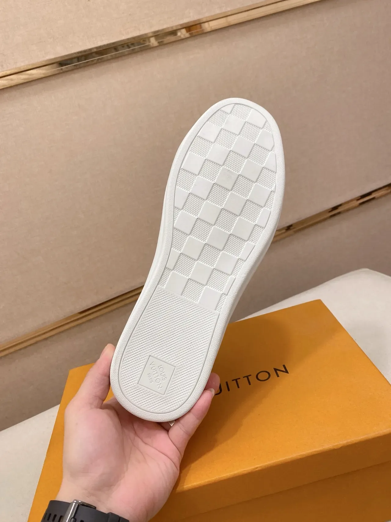 Louis Vuitton Beige Brown Slip-On Checkerboard Textile Lifestyle Sneakers 2