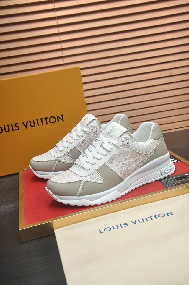 Louis Vuitton Beige White Low-Top Mixed-Material Upper Lifestyle Sneakers 4