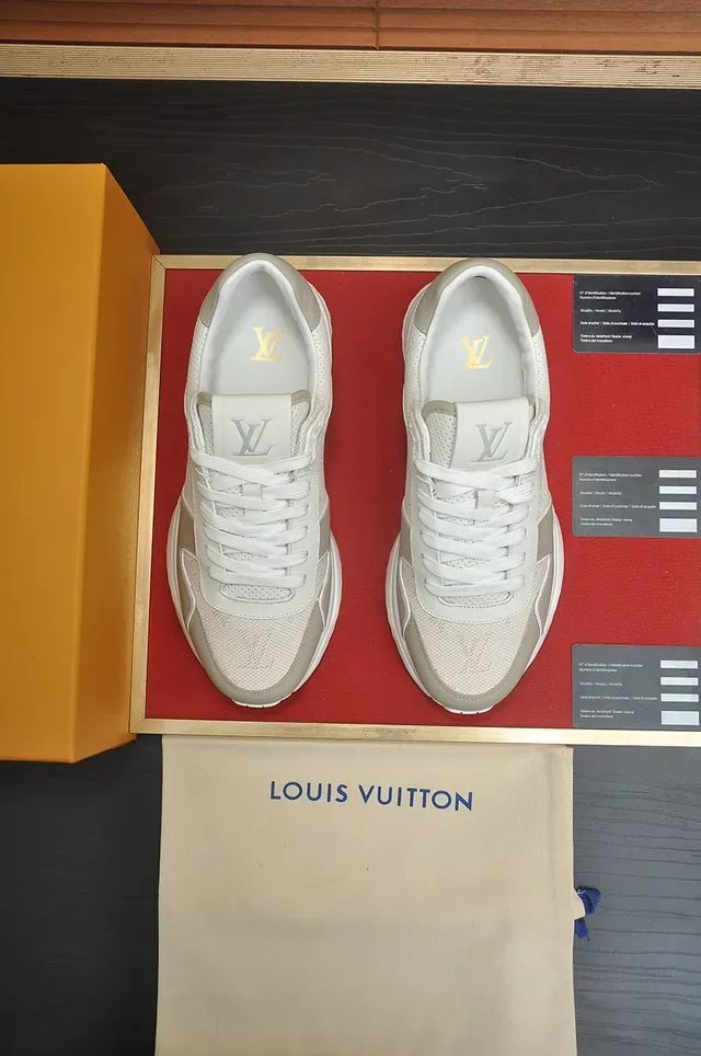Louis Vuitton Beige White Low-Top Mixed-Material Upper Lifestyle Sneakers 5